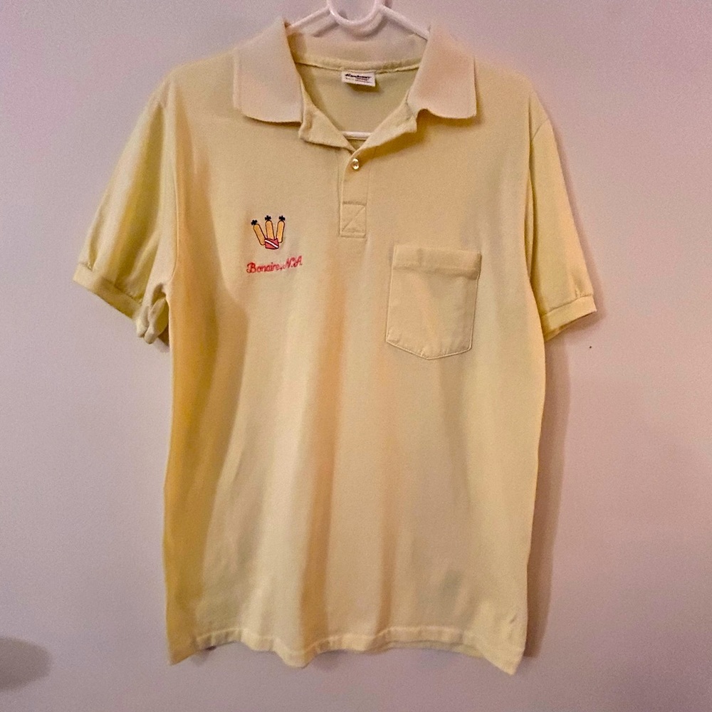 Soft Yellow Bonaire Polo w/ scuba theme